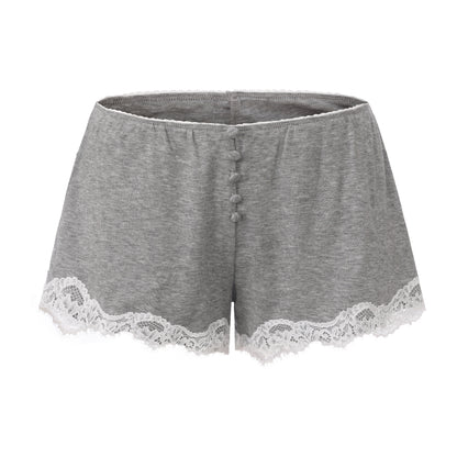 GREYSTAY V-NECK LACE-TRIMMED CARDIGAN AND FUZZY SHORTS