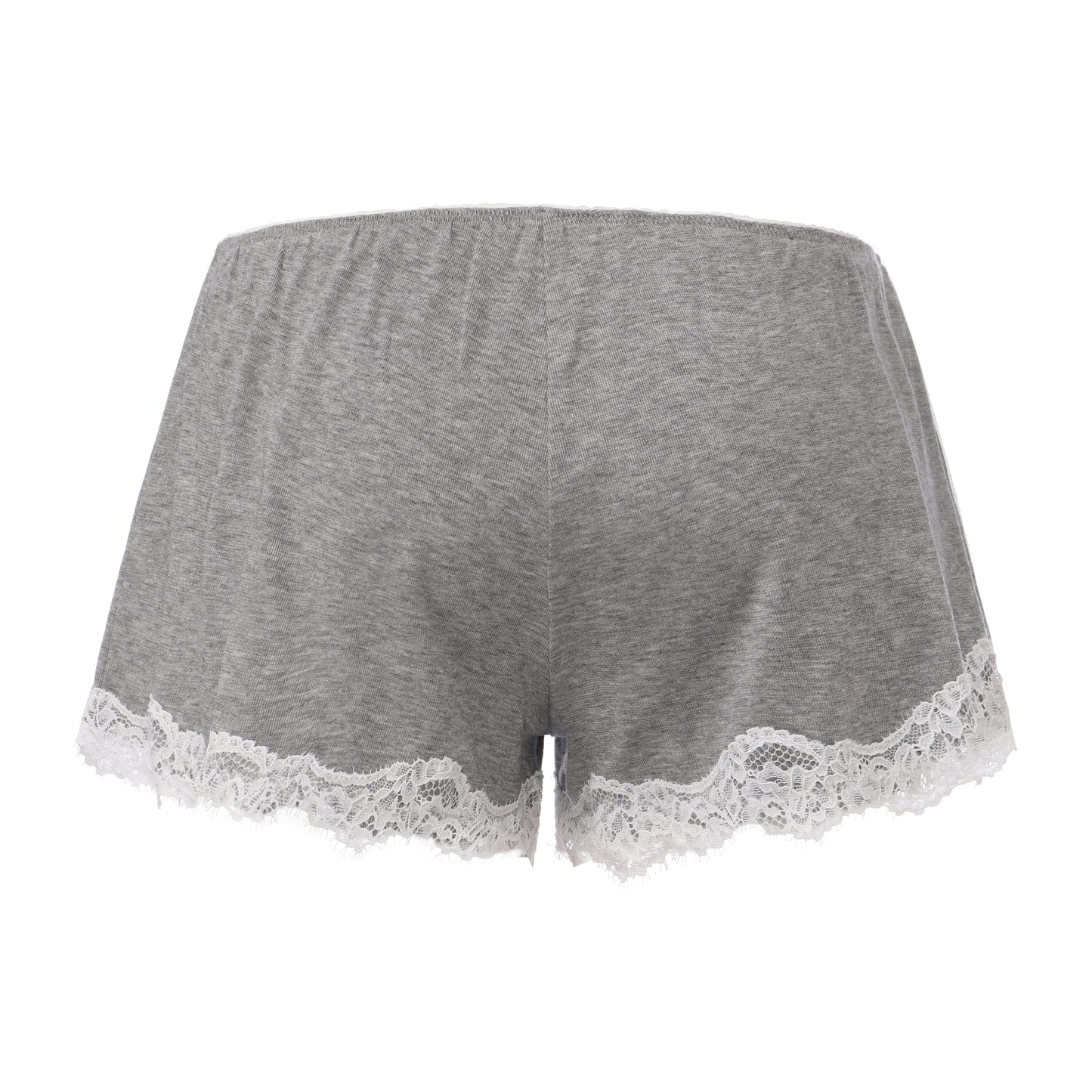 GREYSTAY V-NECK LACE-TRIMMED CARDIGAN AND FUZZY SHORTS