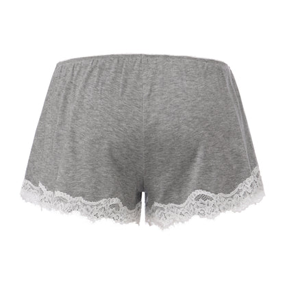 GREYSTAY V-NECK LACE-TRIMMED CARDIGAN AND FUZZY SHORTS