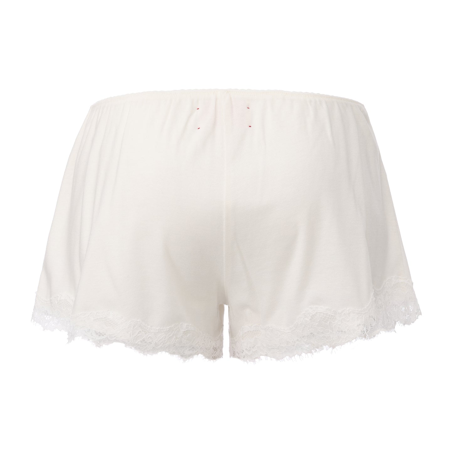 WHITE STAY V-NECK LACE-TRIMMED CARDIGAN AND FUZZY SHORTS SET