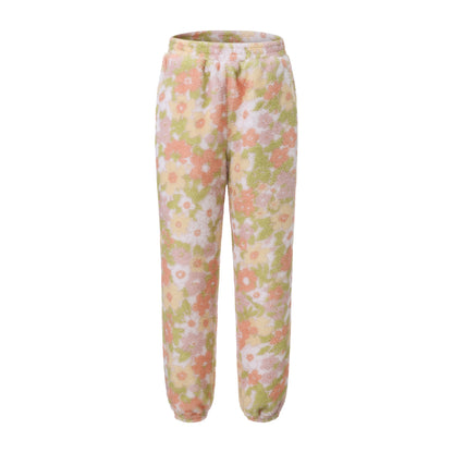 FLORAL PRINT OVERSIZED POLAR FLEECE SWEATSHIRT AND PANTS