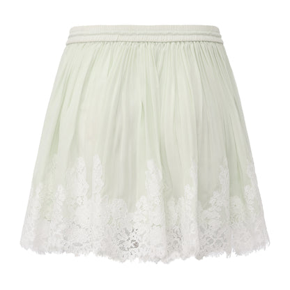LIGHT GREEN MISS-YOU HOODED SHIRT AND PLEATED SKIRT