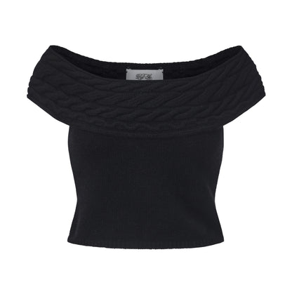COY OFF-SHOULDER CABLE-KNIT TOP