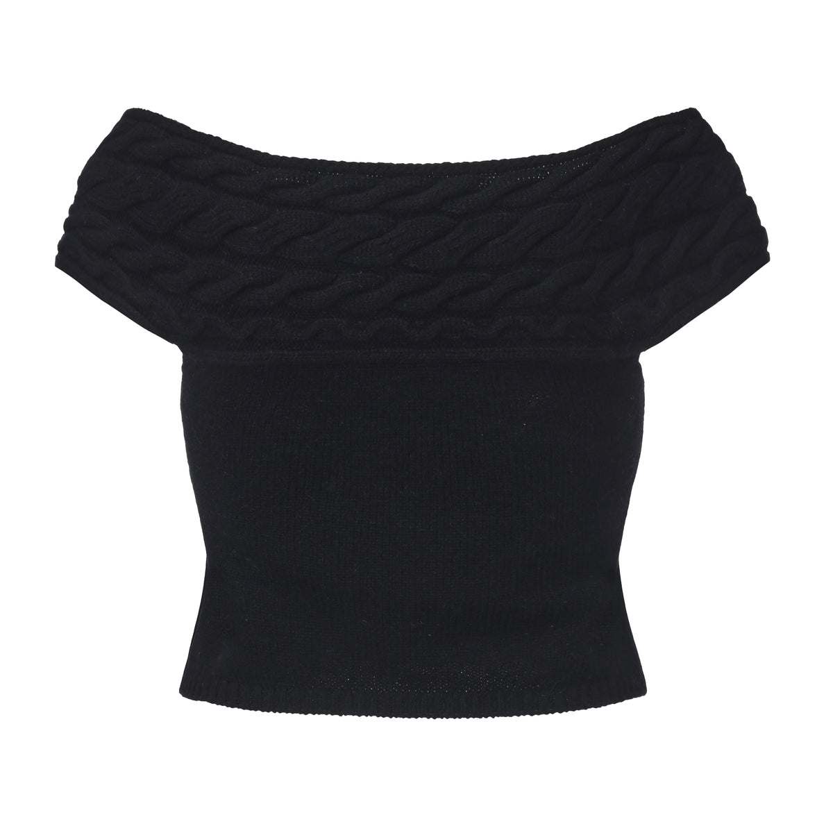 COY OFF-SHOULDER CABLE-KNIT TOP