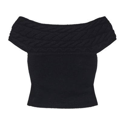 COY OFF-SHOULDER CABLE-KNIT TOP