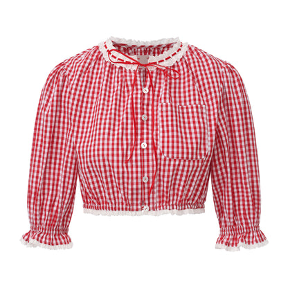 Red Gingham Lovie Top + Skirt Set