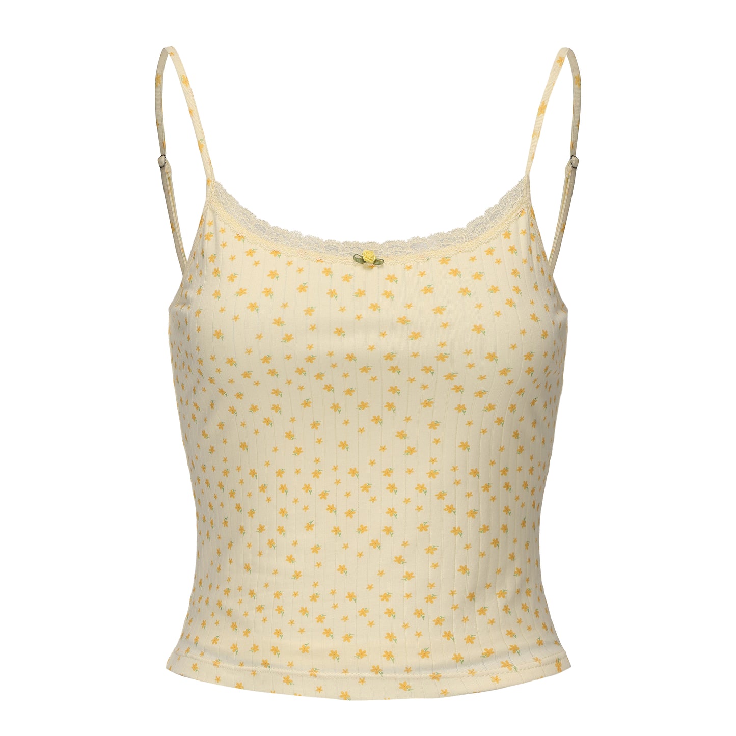 YELLOW FLORAL PRINT ROSY TANK TOP