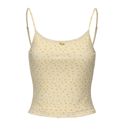YELLOW FLORAL PRINT ROSY TANK TOP
