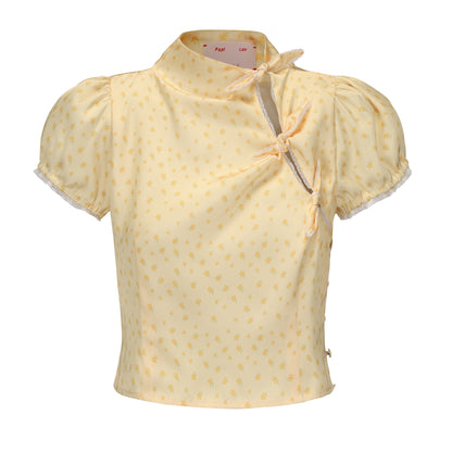 YELLOW FLORAL PRINT AMBER TOP