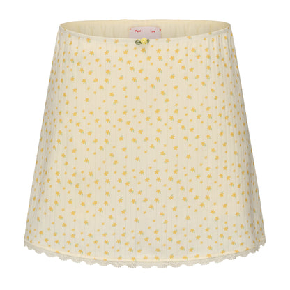 YELLOW FLORAL PRINT CHATTER-BOX SKIRT