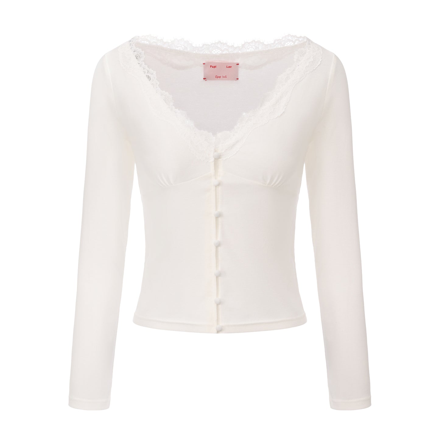 WHITE STAY V-NECK LACE-TRIMMED CARDIGAN AND FUZZY SHORTS SET