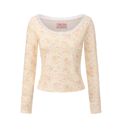 ROSE PRINT ROSE U-NECK TOP