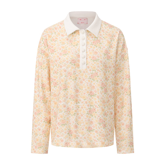 ROSE PRINT HIS OVERSIZED POLO