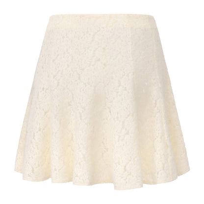 CREAM LACE ROSE TOP AND VAGUS SKIRT SET