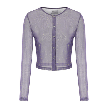 PURPLE STAR PRINT SHYNESS CARDIGAN