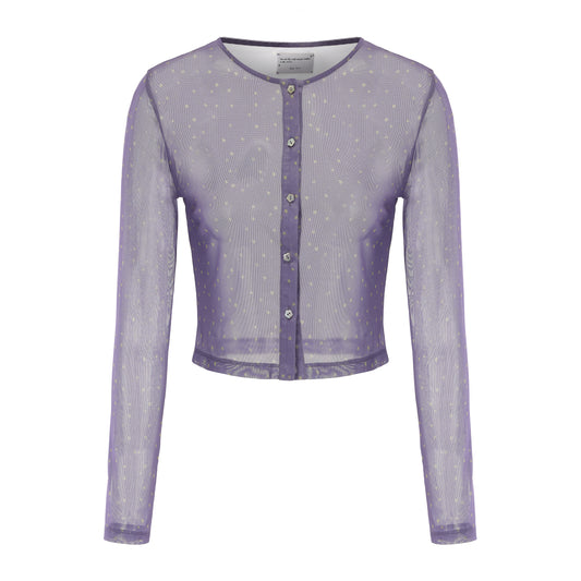 PURPLE STAR PRINT SHYNESS CARDIGAN