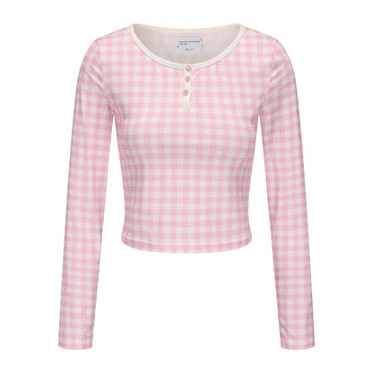 PINK GINGHAM BOOKWORM LONG SLEEVE TOP