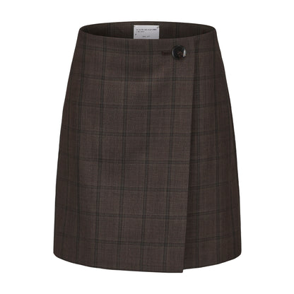 BROWN CHECK FEELING-SAFE SKIRT