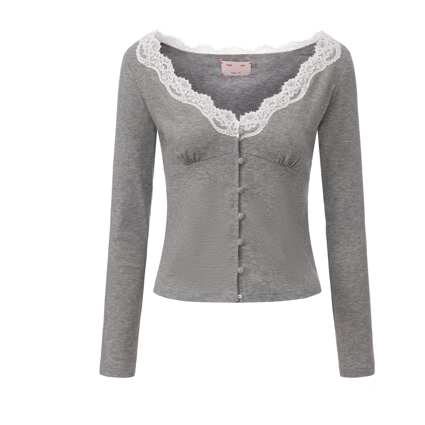 GREYSTAY V-NECK LACE-TRIMMED CARDIGAN AND FUZZY SHORTS