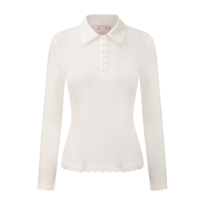 WHITE NECESSITY POLO TOP