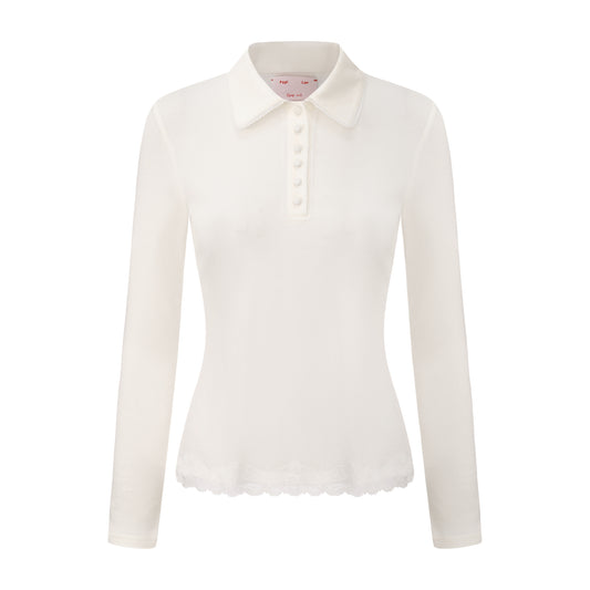 WHITE NECESSITY POLO TOP