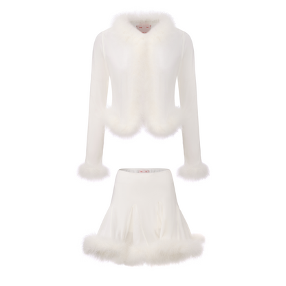 SNOWY CARDIGAN AND SKIRT