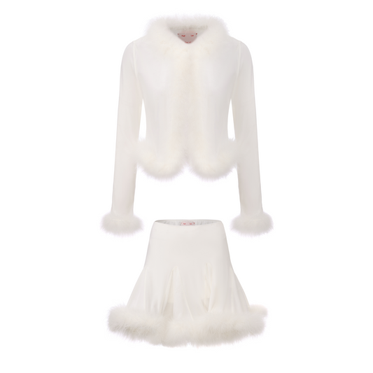 SNOWY CARDIGAN AND SKIRT