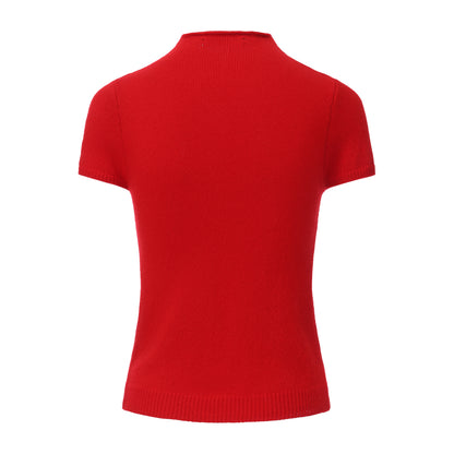 RED INTROVERTED KNIT TOP AND SKIRT