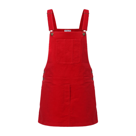 RED ZONE-OUT DUNGAREE DRESS