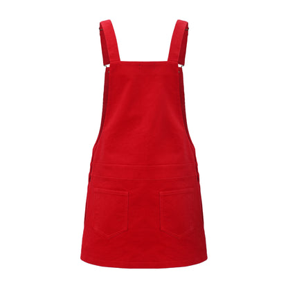 RED ZONE-OUT DUNGAREE DRESS