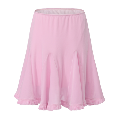 PINK FAKE READING RUFFLE CARDIGAN AND SKIRT