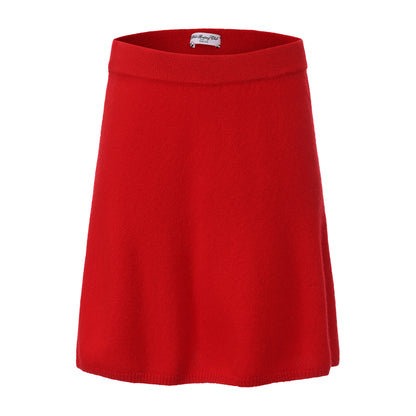 RED INTROVERTED KNIT TOP AND SKIRT