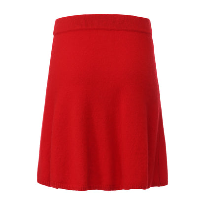 RED INTROVERTED KNIT TOP AND SKIRT