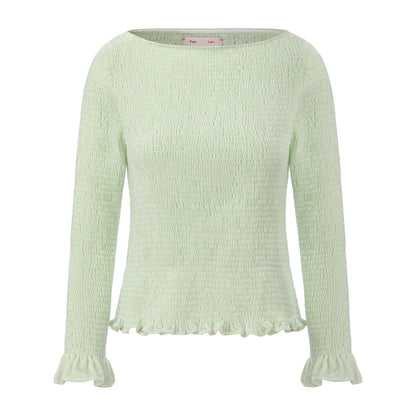 LIGHT GREEN AMBIGUOUS SMOCK TOP AND A-LINE SKIRT