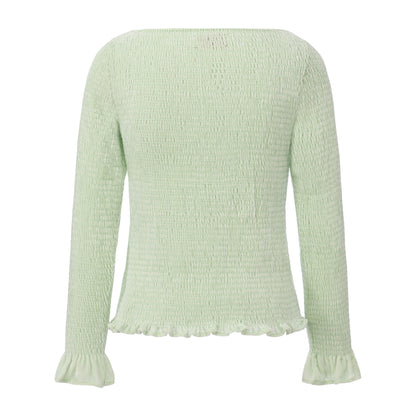 LIGHT GREEN AMBIGUOUS SMOCK TOP AND A-LINE SKIRT