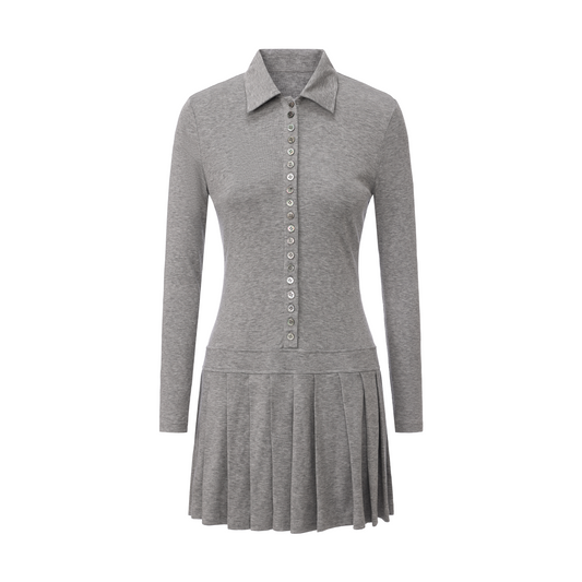GREY LACE DARLA PLEATED SHIRT DRESS