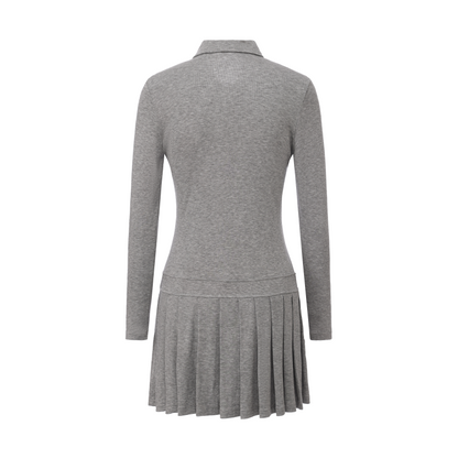 GREY LACE DARLA PLEATED SHIRT DRESS