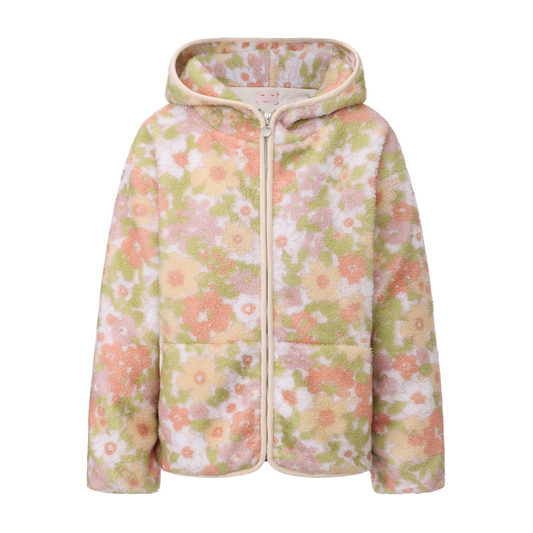 FLORAL PRINT JAMES POLAR FLEECE HOODED COAT