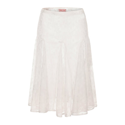 WHITE LACE GHOSTING FLARED SKIRT