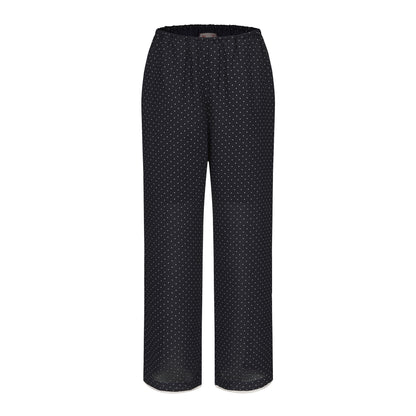 NAVY POLKA DOT HANGOVER PANTS