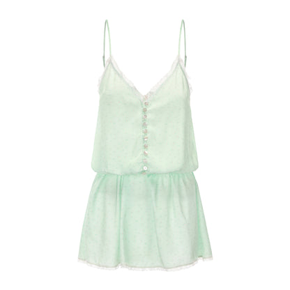 GREEN FLORAL PRINT FIZZLING DRESS