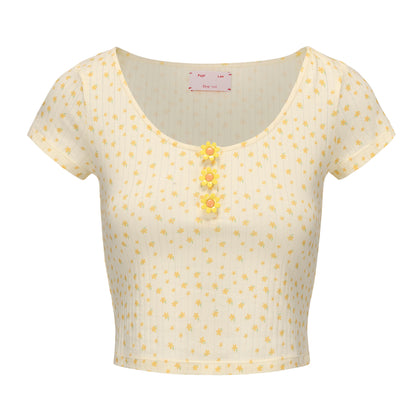 YELLOW FLORAL PRINT CHATTER-BOX TOP