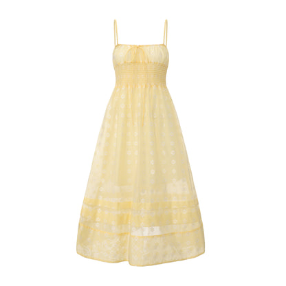 YELLOW JACQUARD SUGAR-FREE DRESS