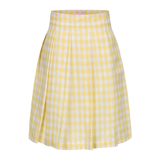 YELLOW GINGHAM NINI PLEATED SKIRT