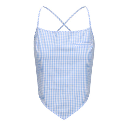 BLUE GINGHAM BABY TOP