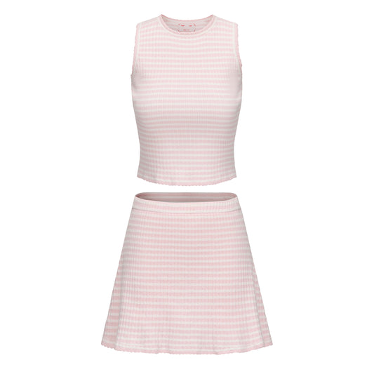 PINK MIMI VEST AND MIMI MINI SKIRT