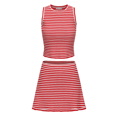 RED MIMI VEST AND MIMI MINI SKIRT