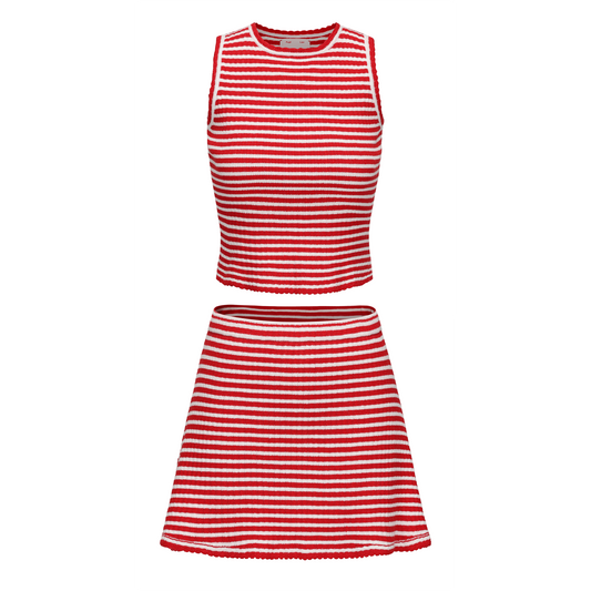RED MIMI VEST AND MIMI MINI SKIRT