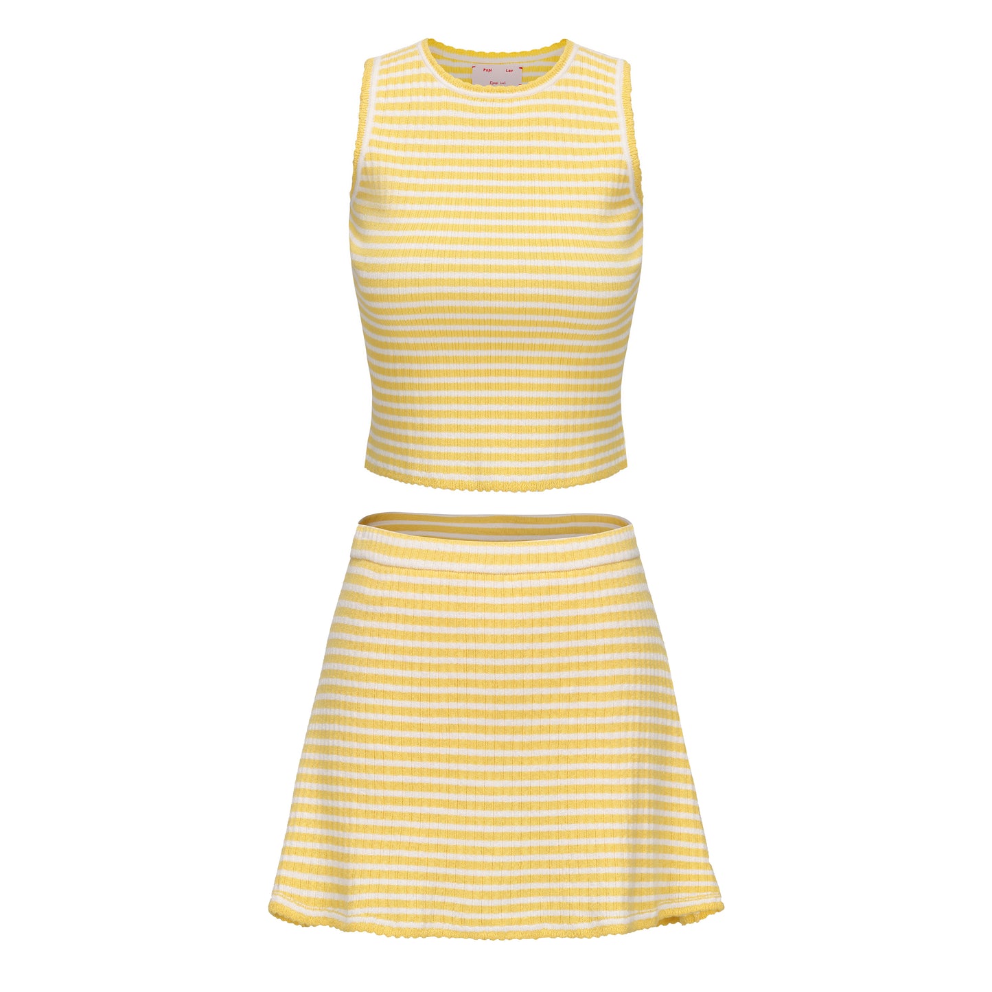 YELLOW MIMI VEST AND MIMI MINI SKIRT