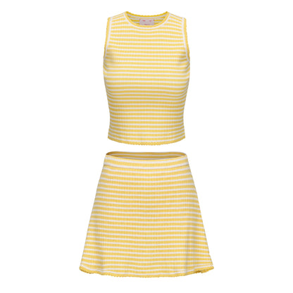 YELLOW MIMI VEST AND MIMI MINI SKIRT
